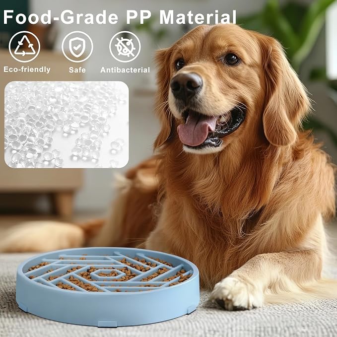 TOBYTO Slow Feeder Dog Bowls Large Medium Breed,Anti-Choking Slow Eating Dog Food Bowl,Non Slip Pet Slower Food Feeding Bowls Large Puzzle Slow Feeder Bloat Stop Maze Dog Dishes,Mist Blue - Image 2
