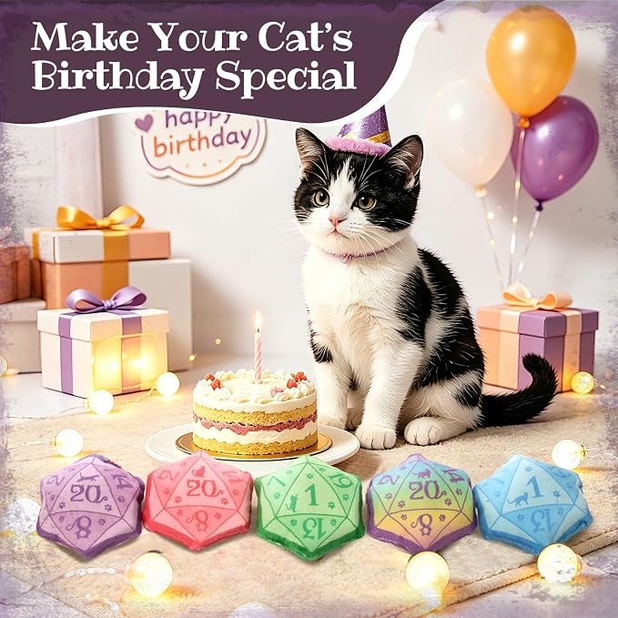 CiyvoLyeen Plush D20 Dice Catnip Toys for Indoor Cats 5 Pack | Interactive D20 Cat Chew Toys, Boredom Relief, Soft Durable Plush with Catnip, Tabletop RPG Inspired DND Gift for Cat Lovers - Image 5