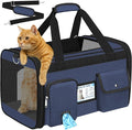 HUANLANG Large Cat Carrier Soft Sided Travel Pet Carrier Airline Approved | Dog Carriers for Small Dogs Medium Cats,Collapsible,3 Storage,zipper lock,Reflective strips,Luggage Strap, Up to 15 Lbs by HUANLANG