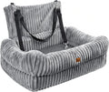Pawaboo Dog Car Seat Bed, Memory Foam Booster for Medium/Large Dogs, Gray | Rear-seat pet travel bed with washable cover, safety leashes, thick cushion, and room for 2 small dogs by Pawaboo