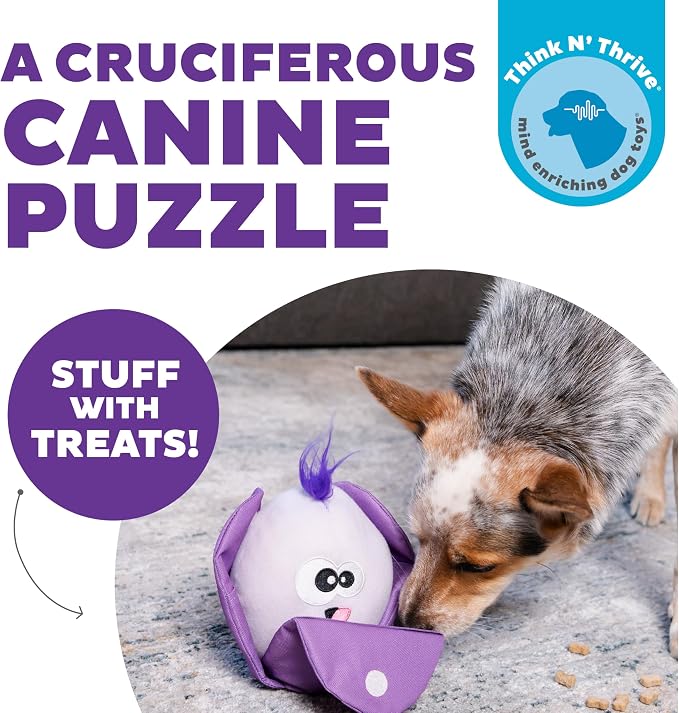 Outward Hound by Nina Ottosson Hide N' Find Interactive Plush Dog Puzzle, Durable Dog Toy, Plush Enrichment Toys, Cauliflower, Purple - Image 2