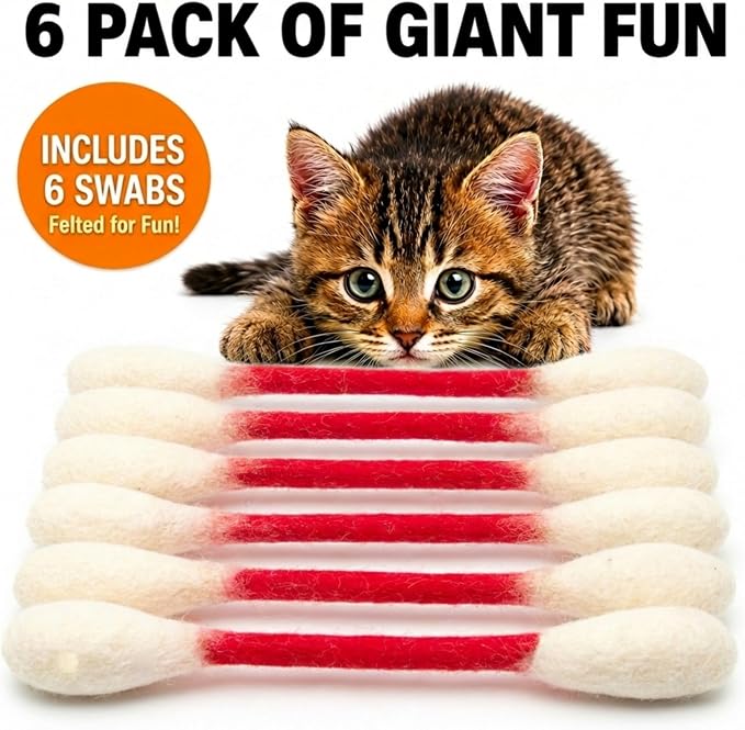 Glaciart One Swabs Cat Toys with Catnip - 6 Pk | Durable for Chew, Cute Cat Toys Interactive Kitty for Boredom, Exercise, & Play | Filled w/Organic Catnip for Anxiety & as Digestive Aid | Gift Idea - Image 7