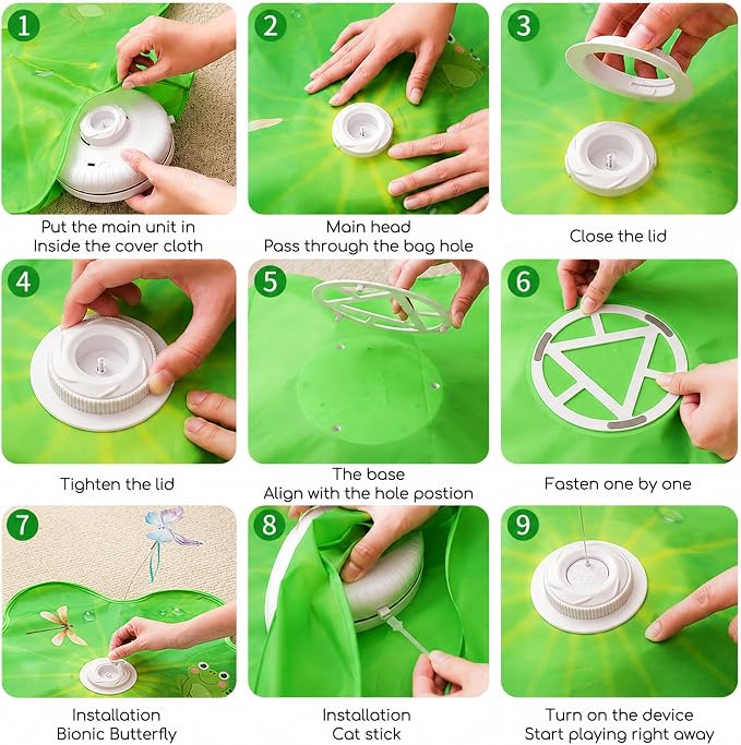 Interactive Cat Toys, Rechargeable with Auto Play and Bird Chirps | 3-in-1 hide and seek mat with fluttering butterfly, moving feather and plush tail, Perfect for indoor adult cats and kittens - Image 7