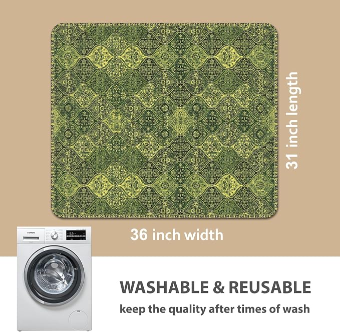 nunubaby Washable Pee Pads for Dogs, Stylish, Non-Slip and Leak-Proof Pee Pads. Reusable Potty Pads for Dogs for Crates and Floors.(Green/Multi,31" x36" ) - Image 4