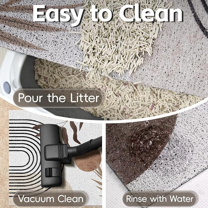 Cat Litter Mat Litter Trapping Mat, 40"x30" Waterproof Urine Proof Litter Box Mat Catcher Mat Non-Slip Washable for Kitty Kitten, Brown - Image 6