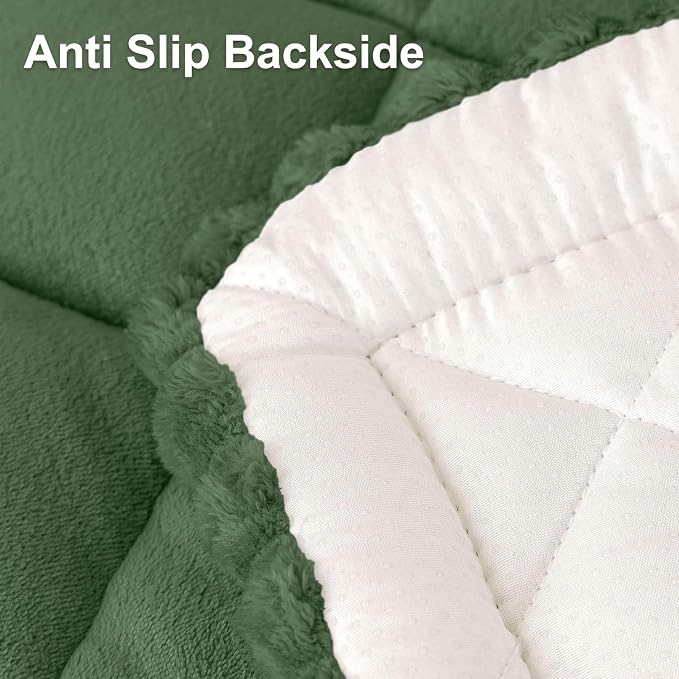 Smiry Non Slip Couch Cover for Dogs, Fuzzy Plush Pet Sofa Protector | Washable Furniture Cover for Large Dogs & Cats, Scratch & Dirt Resistant, For 3 Cushion Couch, Green, 27.6"x88" - Image 7