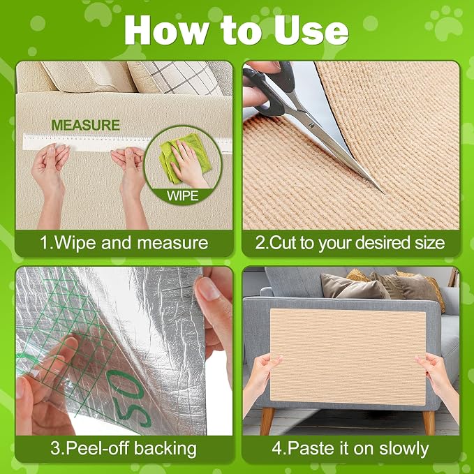 ENONCI 47.2x15.8 Cat Scratcher Mat, Self-Adhesive Wall Corner Cat Scratcher Pad - Image 5
