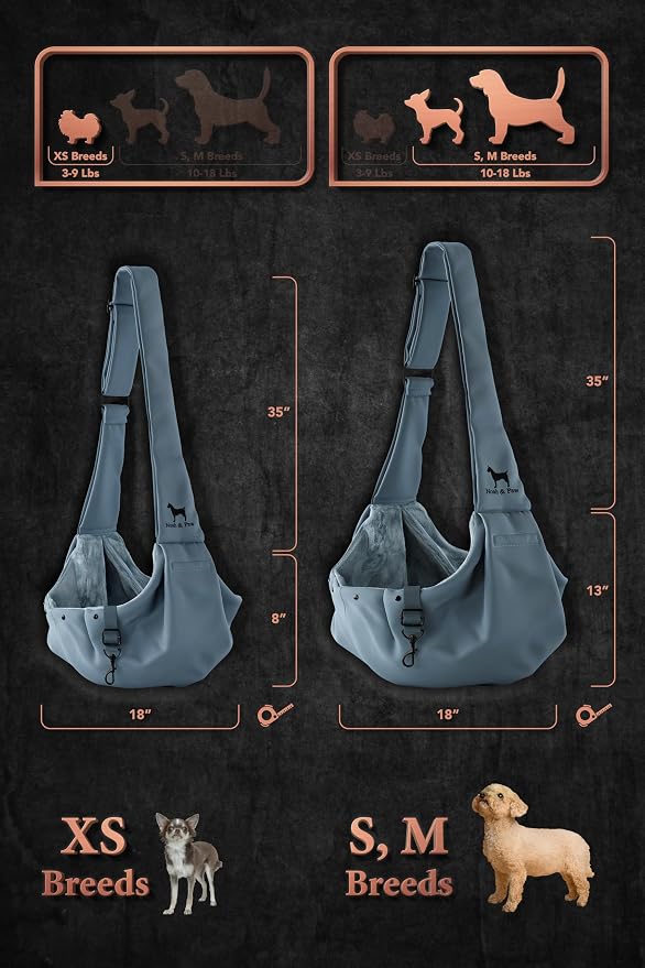 Noah & Paw Dog Sling Carrier for Small Dogs 3-10lb, Dog Sling for Small Dogs and Cats, Dog Carrier with Adjustable Padded Strap, Premium Twill, Lined with Fur, Double Safety Feature, Machine Washable - Image 4