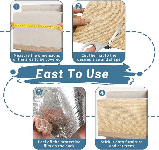 cat Scratch Furniture Protector(Khaki, 39.3x15.8Inch) | Self-Adhesive , Trimmable , Anti-Scratch for Couch & Carpet Corners,Protects Furniture from Indoor Cats - Image 4