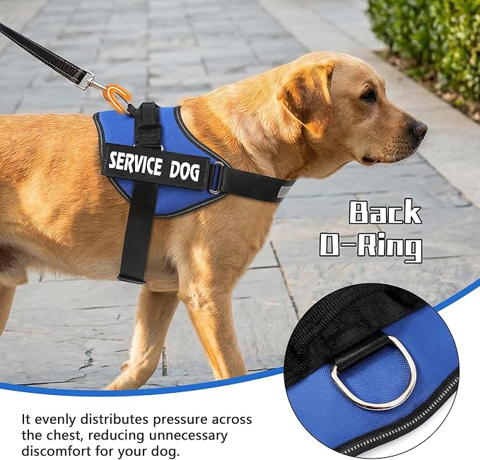 MUMUPET Service Dog Harness, No Pull & Reflective Pet Vest, Blue, S | Easy Control Handle, Soft & Breathable Padding, Adjustable Fit for Small to Large Dogs, 2 Removable Patches - Image 4