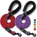 2 Pack Dog Leash, Heavy Duty Nylon Rope Pet Leashes (6FT-3/8,Red/Purple) | Comfortable Padded Handle, Anti-tangle Swivel Clip, Reflective for Night Walks and Training, Climbing Rope for Strong Pullers by BOOMIBOO