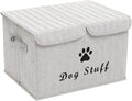 Large Dog Toys Storage Box Canvas Storage Basket Bin Organizer with Lid - Collapsible Linen Bin Ideal for Organizing Dog Cat Toys and pet Stuff-PP Boad-17" x 12" x 10" - Gray Stripe by Brabtod