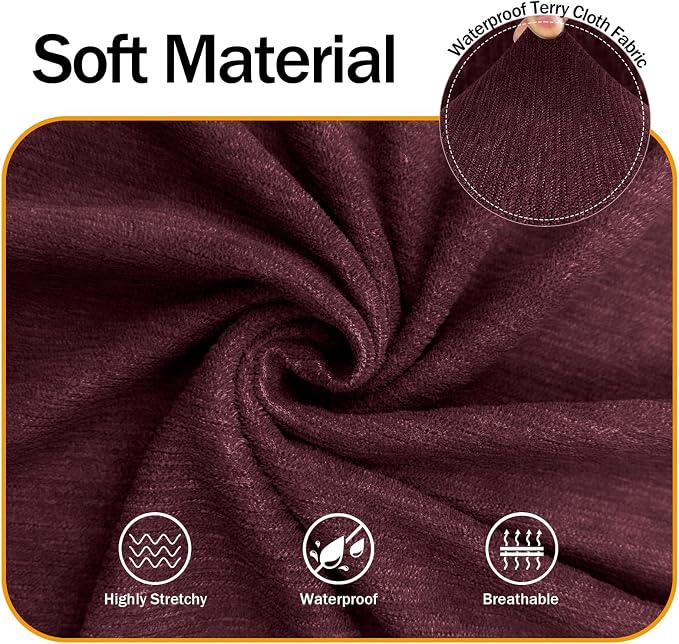 Waterproof Stretch Spandex Chair Sofa Slipcover,Washable Non-Slip Soft Couch Cover with Elastic Bottom, Leakproof Furniture Protector for Kids, Pets, Dogs & Cats (Chair, Burgundy) - Image 5