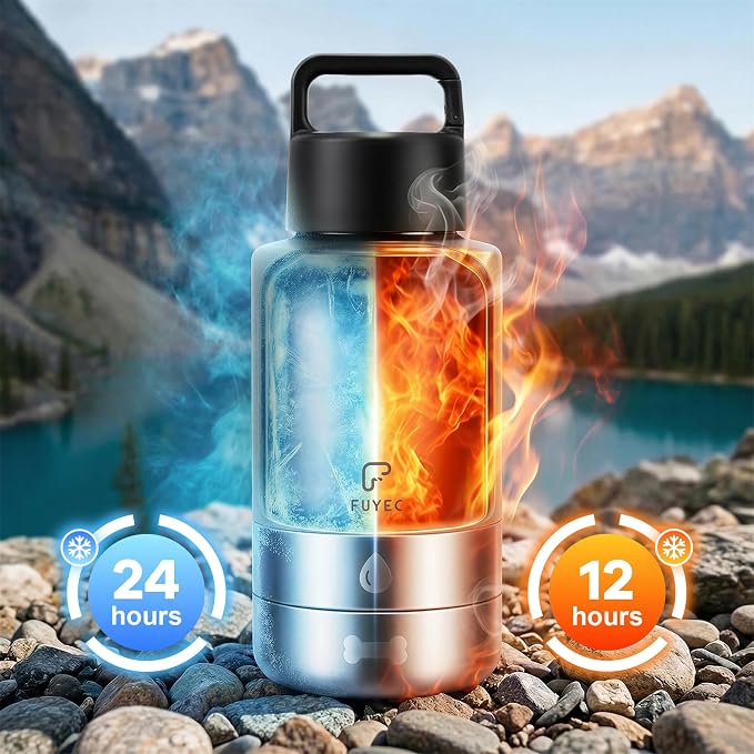 Dog Water Bottle with 2 Bowls, 32 oz Insulated Stainless Steel Portable Pet Travel Bottle, Food and Water Bowl Set for Walking Hiking Camping, Large Dog Accessories, Black - Image 2