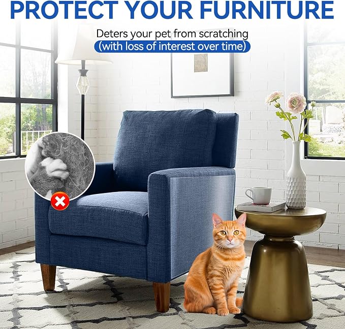 Cat Scratch Furniture Protector - Couch Protector from Cat Claws | Plastic Cover Adhesive Clear Flexible Sofa Guard, Single Side Sticky Deterrent Training Tape,11.8 in × 196.8 in - Image 2
