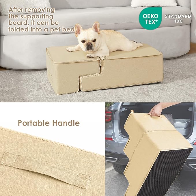 EHEYCIGA Dog Stairs for Bed 18" H, Dog 4-Steps for High Bed, Graige | Pet Steps for Small Dogs and Cats, Non-Slip Balanced Pet Ramp Indoor - Image 5