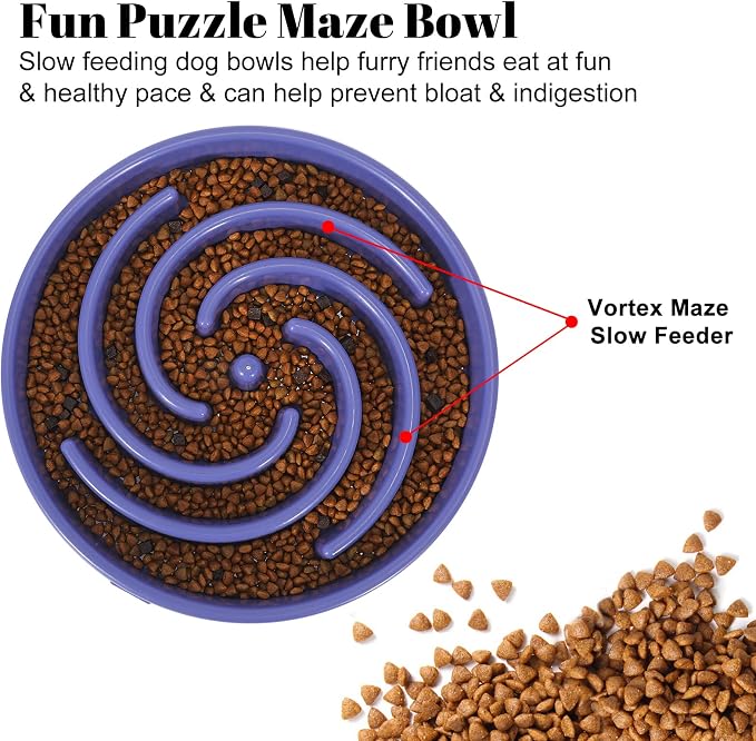 Slow Feeder Large Dog Bowls for Large Medium Dog Non Slip Maze Puzzle Bowl Pet Slower Food Feeding Dishes Interactive Bloat Stop Dog Bowl Preventing Choking Healthy Dog Bowl, Lavender - Image 2