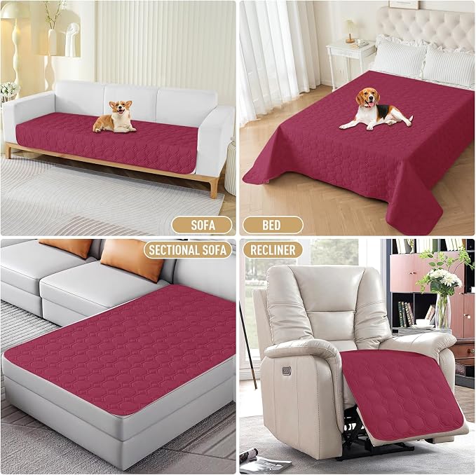 ZNSAYOTX Ultimate Cozy Blankets (30"x70") 100% Waterproof Sofa Mat Blanket for Dog Pets, Bed Couch Protector with Non-Slip Back Washable Durable, Pee Scratch Proof Easy to Clean (Wine Red) - Image 7