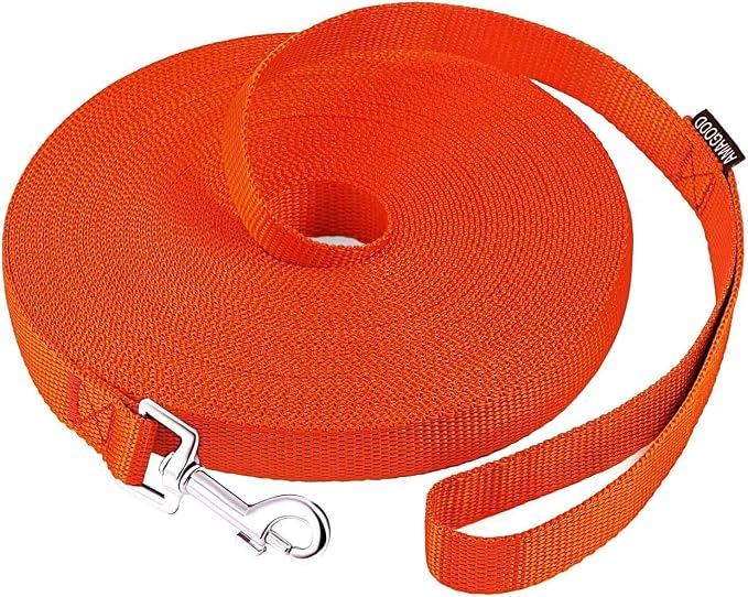 AmaGood Dog/Puppy Obedience Recall Training Agility Lead-15ft 20ft 30ft 50ft Long Leash-for Dog Training,Tie Out,Play,Safety,Camping (30 feet, Orange) by DOGLEASH