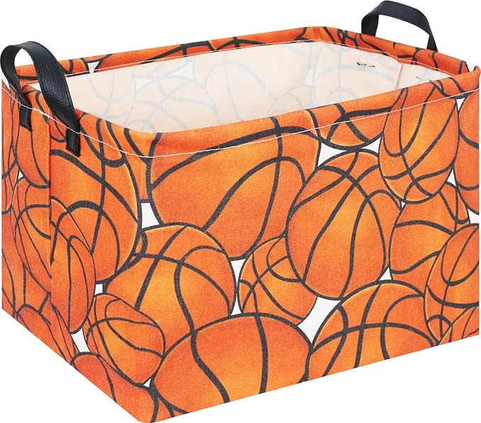 CLOCOR Rectangular Basketball Storage Basket Empty, Gift Basket, Room Decor(Basketball) by CLOCOR