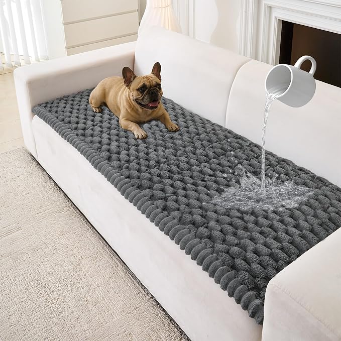 Couch Cover for Dogs Washable, Non Slip Soft Cozy Waterproof Grey | Pet Friendly, Fuzzy Durable Plush Thick Slipcovers for 3 Cushion Sofa Cover Protector Mat Bed Furniture Couches 27.6"x59.06" by CoSofSLIP