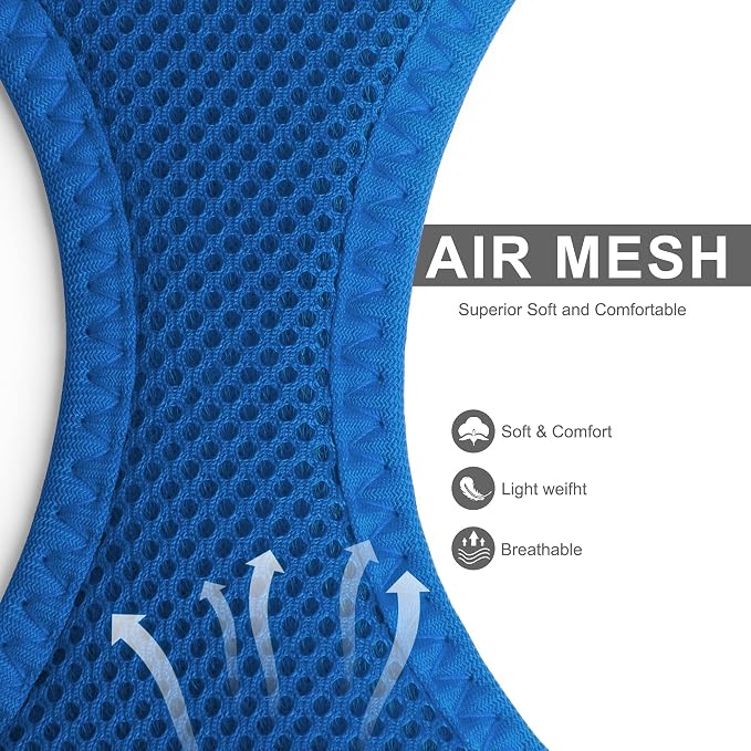 Fida Comfy Dog Harness with Leash, Soft Puppy Vest Escape Proof, Breathable Lightweight Soft Mesh, Adjustable Reflective Step-in Harness for Small Pet Walking (S, Blue) - Image 3