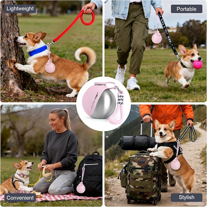 Portable Dog Water Bottle 10oz Stainless Steel Travel Dog Water Dispenser with Bowl No-Spill Puppy Water Bottle for Walking Hiking Small Dog Water Bottle - Image 4