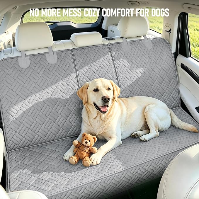 Dog Car Seat Cover for Back Seat, Waterproof 600D Oxford Protector | Non Slip Scratch Resistant Bench Cover, Easy to Clean, Fits Full-Size Trucks/SUVs, 60 Inch -Grey, for Travel and Daily Use - Image 7