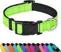 Reflective Dog Collar, Adjustable Soft Neoprene Padded,Green,XL | Breathable Nylon for Extra Large Dogs,Tear-Resistant Webbing,Chafe‑Free on Walks and Hikes,Metal D-Ring,Night Safety by PWOD