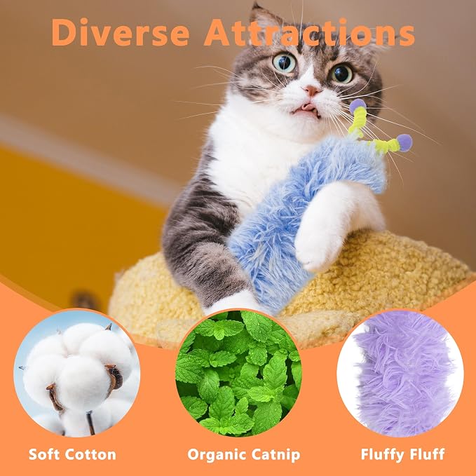 3 Pack Catnip Toys,Soft Cat Pillows Toys with Antennae, Funny cat Toy - Image 2