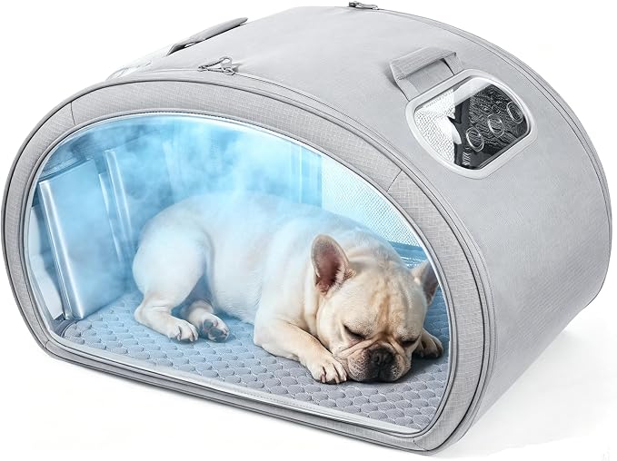 Pecute Cooling Dog House,with Cooling Mat for Small Dogs,Cat Bed,L,Gray | 6 Ice Packs for Cooler,Aluminum Film Insulation System,Breathable, Cool, Safe, and Sturdy AC Room for Cats in Hot Summer Days by pecute
