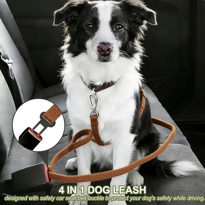 Dog Leash Heavy Duty, Bungee Leash Reflective Car Seat Belt for Dogs Brown | 4-6FT Strong Shock Absorbing Tactical with 2 Padded Handles, Dog Tug Lead for L XLarge Dogs Walking Running Training - Image 7