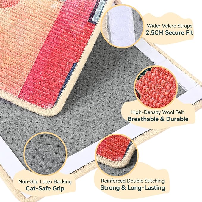 3-in-1 Sisal Cat Scratcher Mat 23.6x15.7 – Durable Scratch Rug Use for Floor & Wall with Adhesive Tape, Protects Couch, Carpet & Furniture, Anti-Slip, Pet-Safe for Indoor/Outdoor Cats, Pink Romance - Image 4