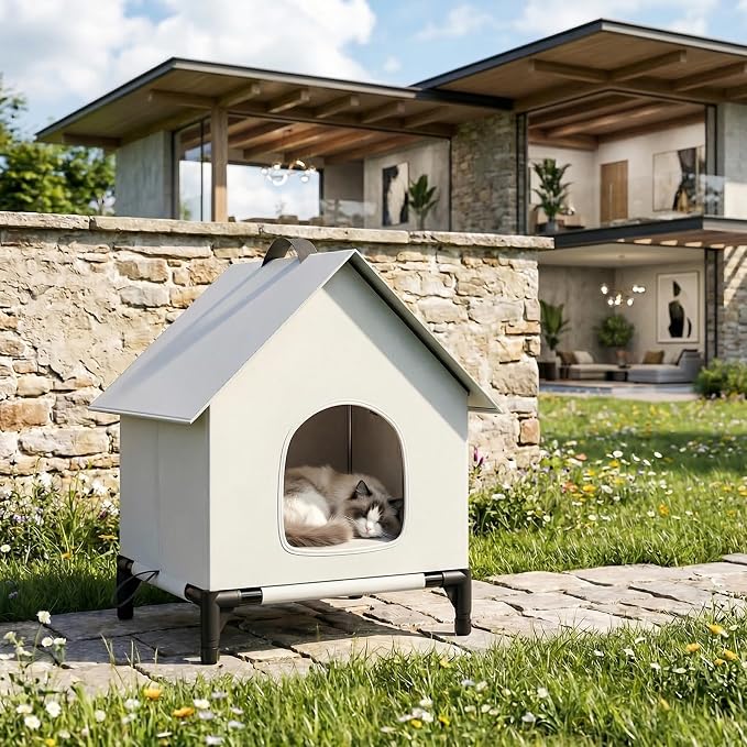 Cooling Cat House with Ice Packs for Outside&Indoor,Insulated and Weatherproof,Selfwarming Cat Shelter,Large Cave Bed for Garden (XL, Cold) - Image 7