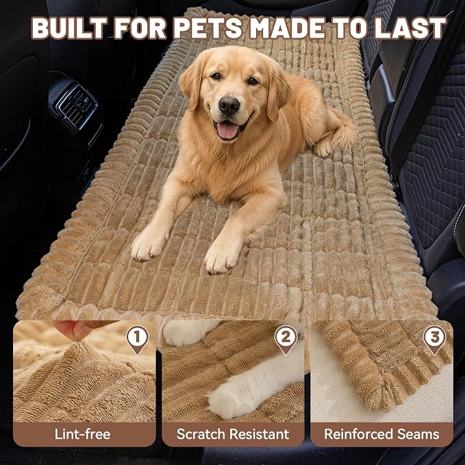 Dog Car Seat Waterproof Bed Cover Back Seat Brown 23.6”x51” | Nonslip Soft Comfortabl Pet Bed Mat Car Blanket for Travel Backseat Extender Seat Covers Dog Bed for Cars Trucks and SUVs - Image 8