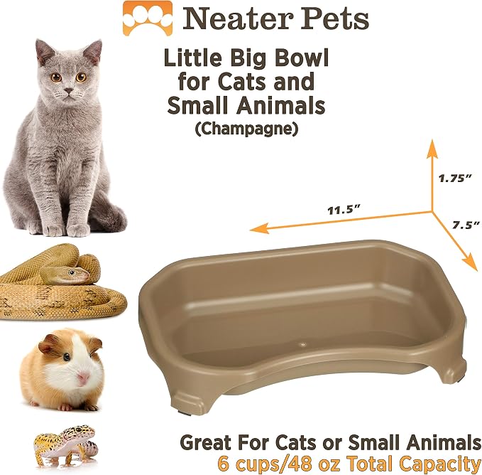 Neater Pet Brands Large Capacity Cat Bowls, Water Bowl for Cats, Reptiles, Chickens, Birds, & Small Animals, Cat Food Bowl (6 Cups), Indoor or Outdoor Water Trough & Feeder, Champagne - Image 6