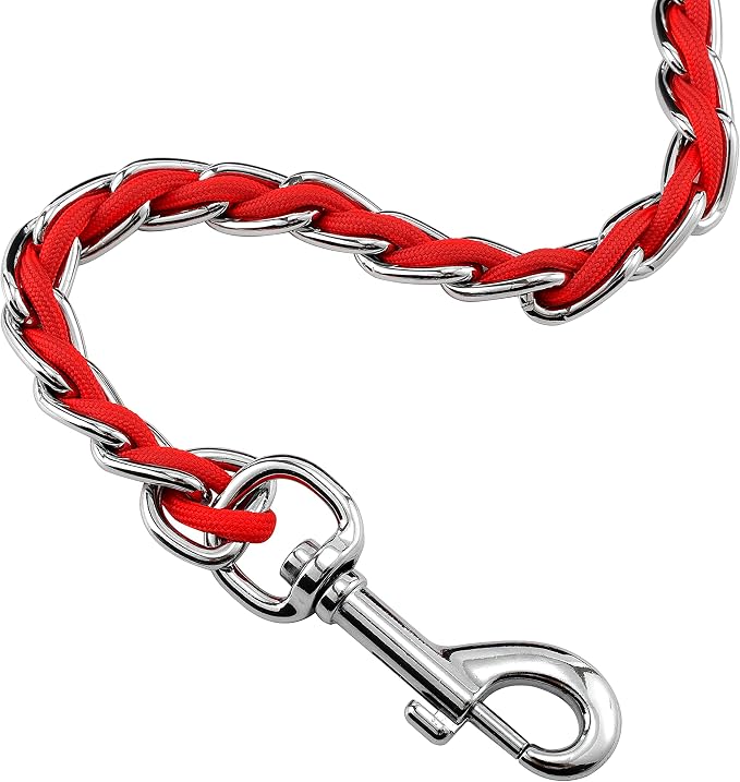 S-ETOVUS-Chain Dog Leash, Bite-Proof Metal Leash, with Padded Handle | Three Sizes 7.25FT/5.2FT/4FT, Woven From Nylon Rope And Chain, Durable And Bite-Resistant, Comfortable With Padded Handles - Image 3