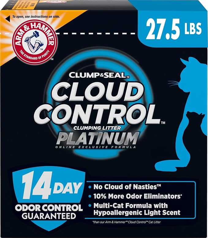 ARM & Hammer Cloud Control Platinum Cat Litter, 27.5 lbs | Multi-Cat Clumping Litter, Hypoallergenic and Dust-Free, 14-Day Odor Control by ARMHAMMER