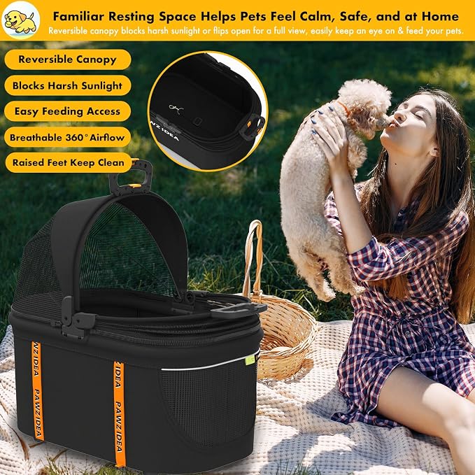 PAWZIDEA Portable Small Dog Crate for Car Travel Up to 33lbs, No-Zip Canopy | Enclosed Dog Car Seat Escape-Proof, Soft-Sided Small Medium Puppy Cats Car Kennel, Foldable Pet Carrier by Seatbelt, Top-Load - Image 6