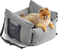 Lesure Small Dog Car Seat for Small Dogs - Soft Dog Booster Seat for Car with Storage Pocket and Clip-On Safety Leash and Thickened Memory Foam Filling, Pet Carseat Travel Carrier Bed, Grey by Lesure
