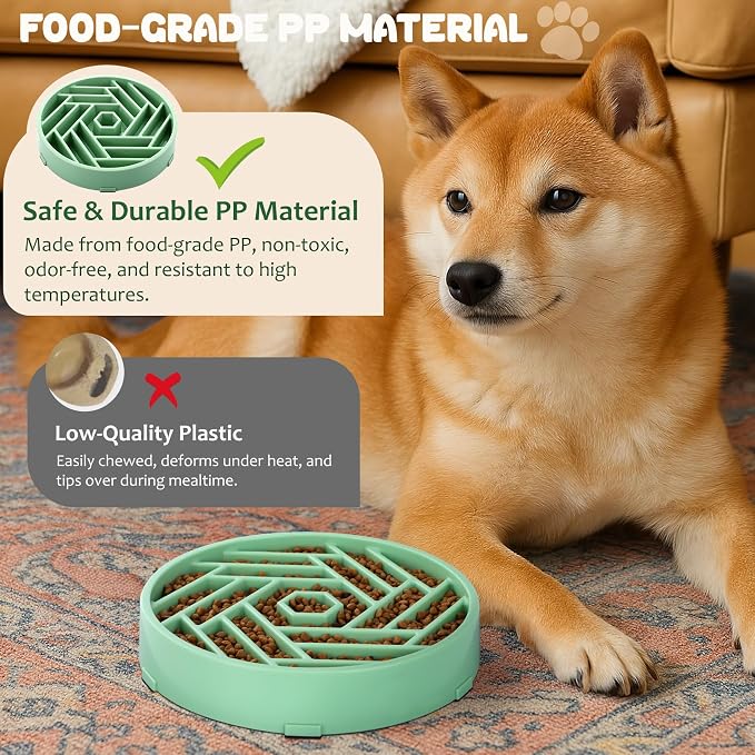WHIPPY Slow Feeder Dog Bowl, Puzzle Maze Design to Slow Down Eating, 3-Cup Capacity, Anti-Gulping Food Bowl for Medium & Large Dogs,Mint Green - Image 5