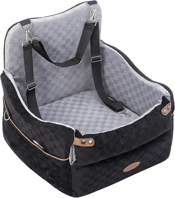 WOOCHPET Dog Car Seat for Small Pets Sturdy Puppy Booster Bed with Elevated Window View Washable Travel Carrier up to 35 Lbs - Image 2