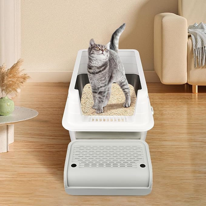Litter Box Step, Cat Step Ramp Catcher with Filter Function, Grey | Litter Box Ramp for Kittens & Old Cats, Washable, Anti-Tracking, Non-Slip Litter Catcher, Easy to Clean - Image 5