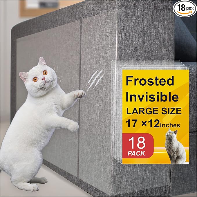 Cat Scratch Furniture Protector for Couch, Clear Cover from Cat Claws | Clear Self-Adhesive Furniture Protector Helps Stop Cat Scratching On Couches And Sofas With Easy, Clean Removal by AOUKAR