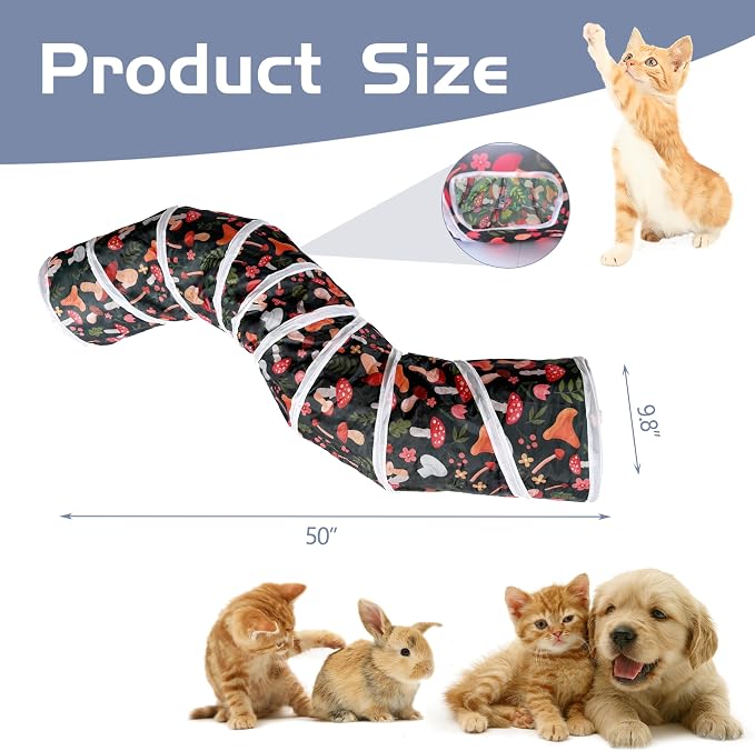 Sheldamy Cat Tunnel, S-2-Way Cat Tunnels for Indoor Cats, Collapsible Cat Play Tunnel, Interactive Toy Maze Cat House for Cats, Puppy, Kitty, Kitten, Rabbit - Image 3