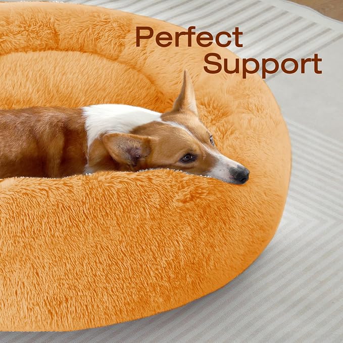 JOLLYVOGUE Dog Bed, Calming Anti-Anxiety Large Dog Bed, Fluffy Donut Cushion for Medium and Large Pets (27"/30"/36") - Image 2