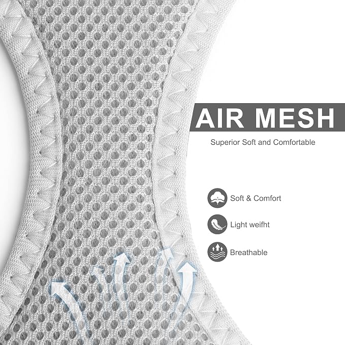 Fida Comfy Dog Harness with Leash, Soft Puppy Vest Escape Proof, Breathable Lightweight Soft Mesh, Adjustable Reflective Step-in Harness for Cat & Extra-Small Pet (XS, Grey) - Image 3