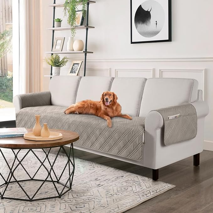 TAOCOCO Waterproof Large Couch Covers for Dogs, Non Slip Sofa Cover, 78.7'' | Washable Oversized Couch Covers with Arms for 3 Cushion Couch, Dog Sofa Protector, Pockets & Backless Design, Light Brown by TAOCOCO