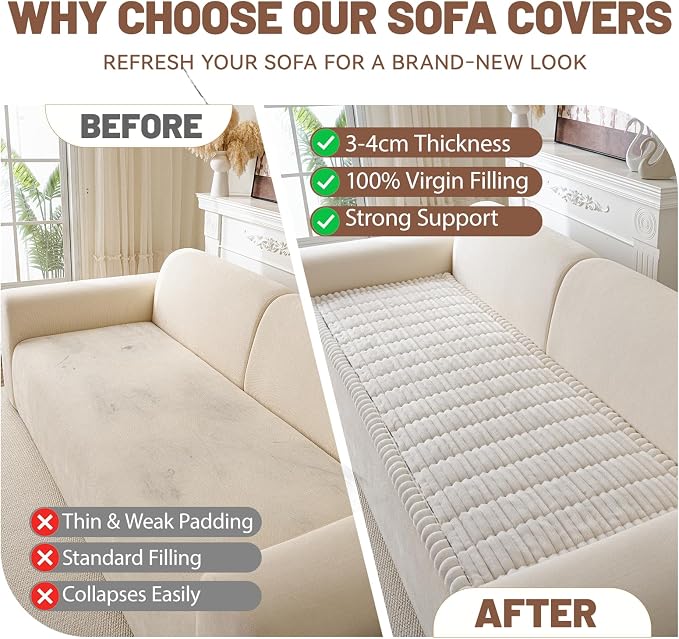 Couch Cover for Dogs Washable, Non Slip Soft Cozy Waterproof White | Pet Friendly, Fuzzy Durable Plush Thick Slipcovers for 3 Cushion Sofa Cover Protector Mat Bed Furniture Couches 27.6"x82.7" - Image 6