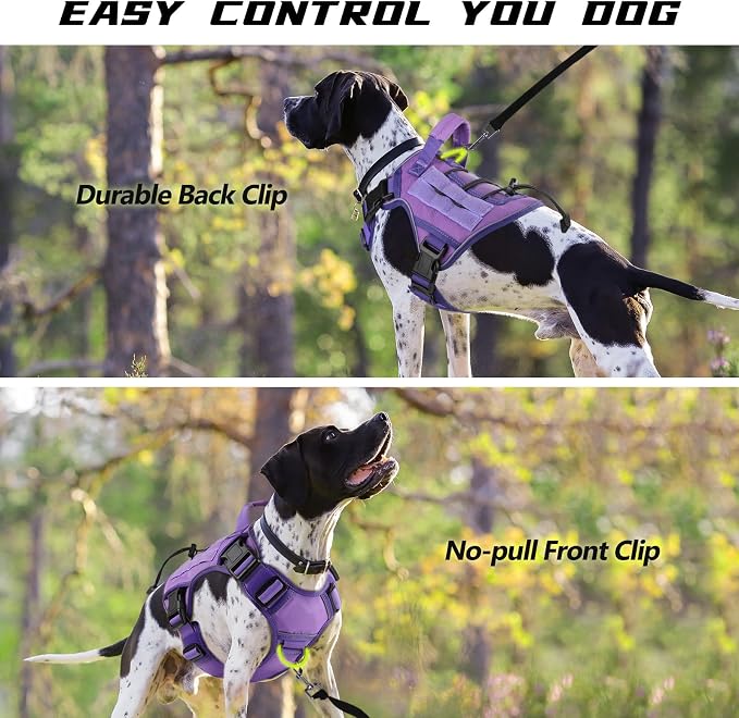 WINGOIN Purple Tactical Dog Harness for Small Dogs,No Pull Dog Harness | with Handle,Adjustable Reflective,Military K9 Style,Big Size Dog Vest,for German Shepherd,for Walking Training Hunting - Image 5